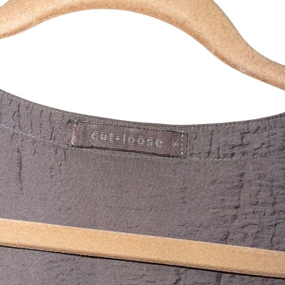 Cut Loose Womens Dress Size Small Taupe Crinkle Lantern Midi Pleated Pockets - Picture 5 of 7